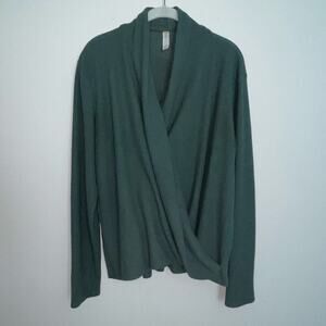Anthropologie Daily Practice Waffle Knit Wrap Top Green XL Loungewear Athleisure